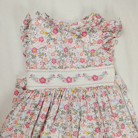 Bonnie Jean 6 Dress Easter Floral Smocked Pink - Picture 5 of 7